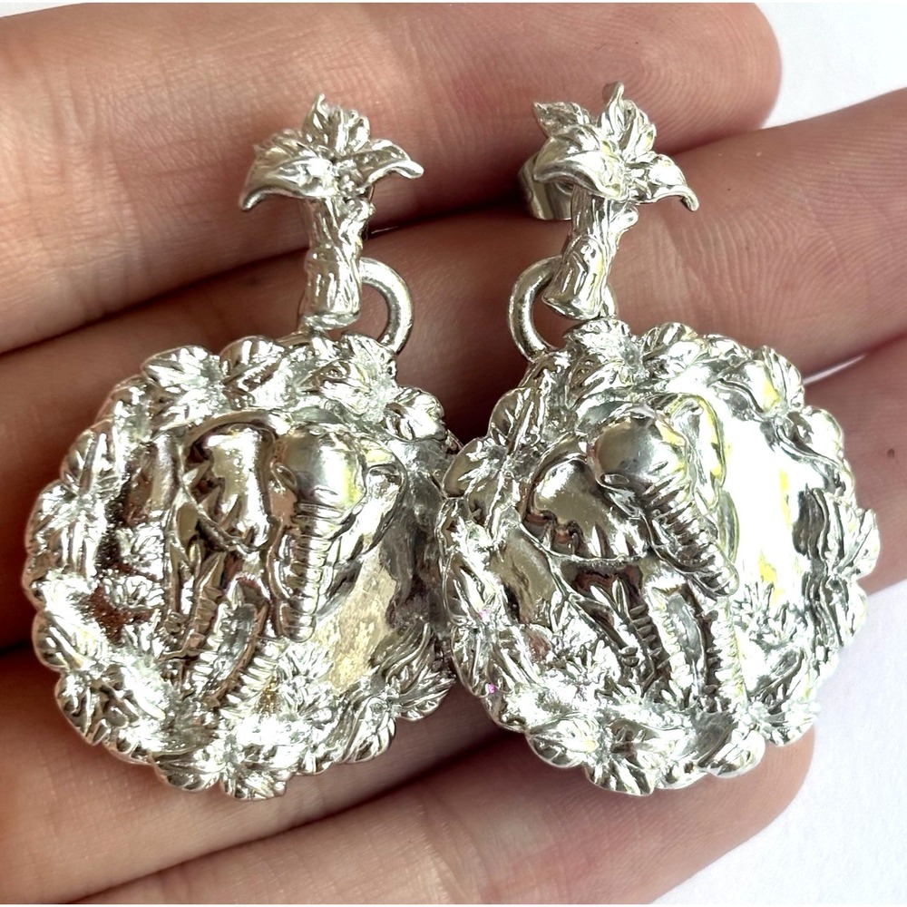 Arthur Court Aluminum Dangle Earrings 1.5 In Elephant Discontinued Jewelry